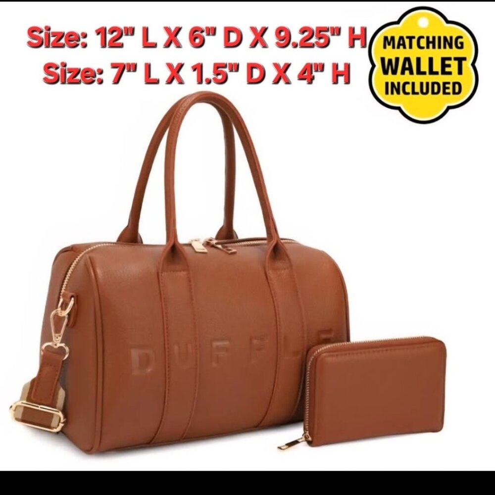 Alyssa "The Duffle" faux leather travel bag with wallet included